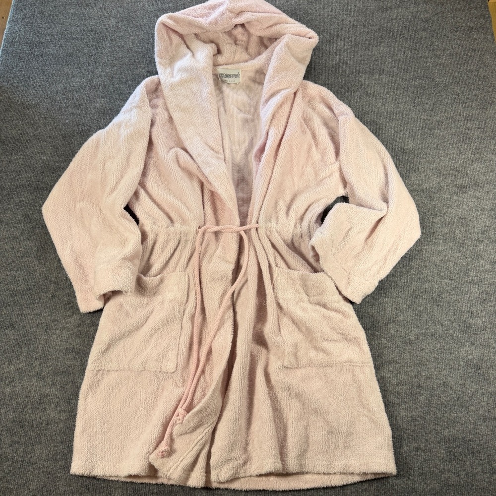Vintage Crowntuft Hooded Robe Terry Cloth Pink Size Medium Coquette
